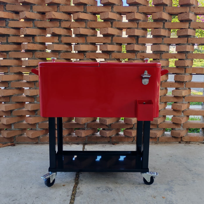 Conservadora roja con rueditas 76 L Holz
