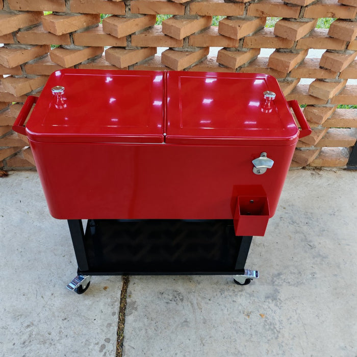 Conservadora roja con rueditas 76 L Holz