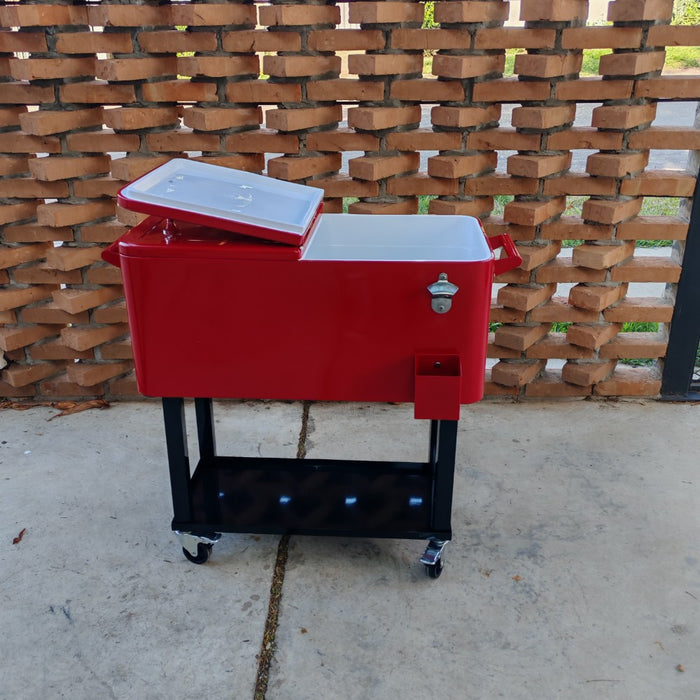 Conservadora roja con rueditas 76 L Holz