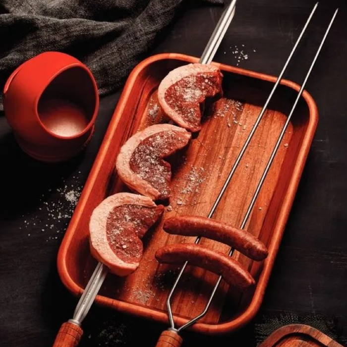 Espeto doble para asado 85 cm