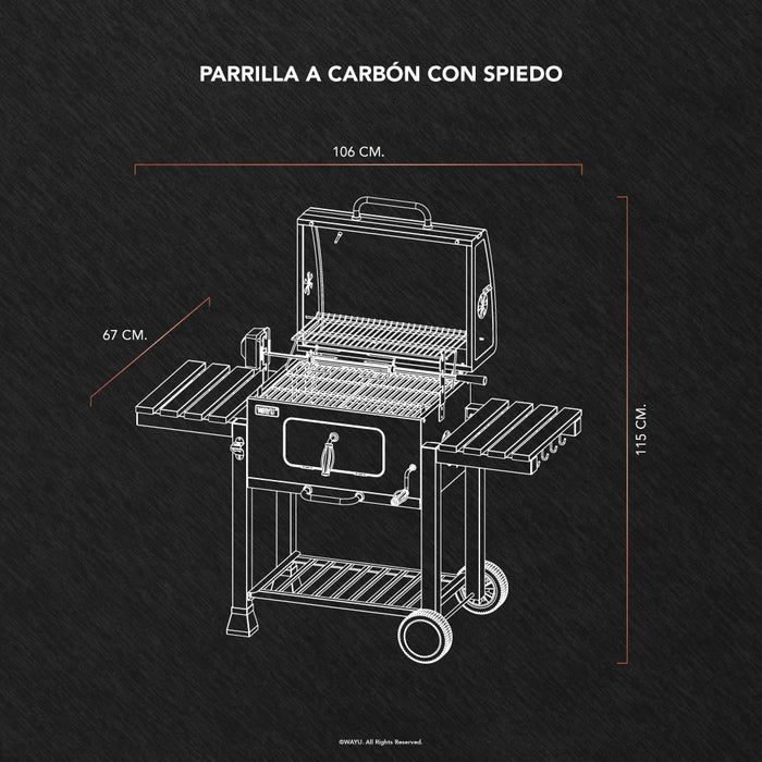 Parrilla a carbón con spiedo Wayu