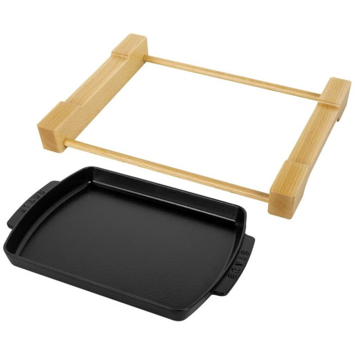 Plato rectangular con base de madera