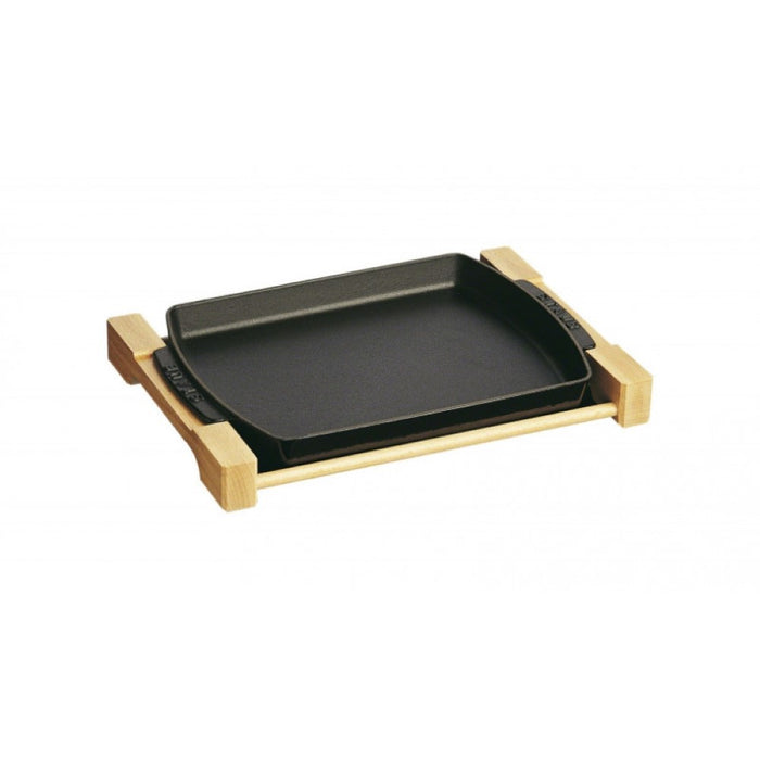 Plato rectangular con base de madera