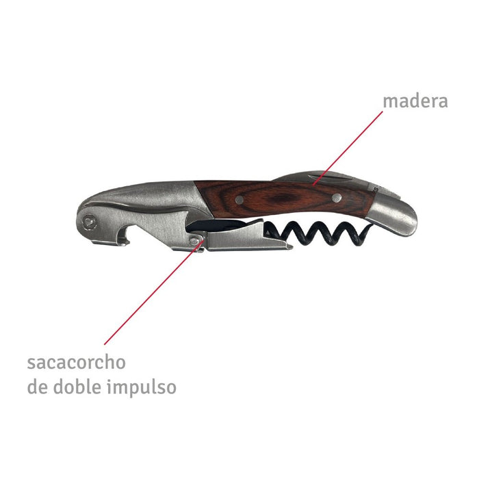Sacacorcho doble impulso madera