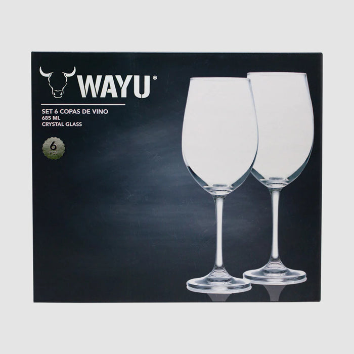 Set de 6 copas de cristal para vino Wayu