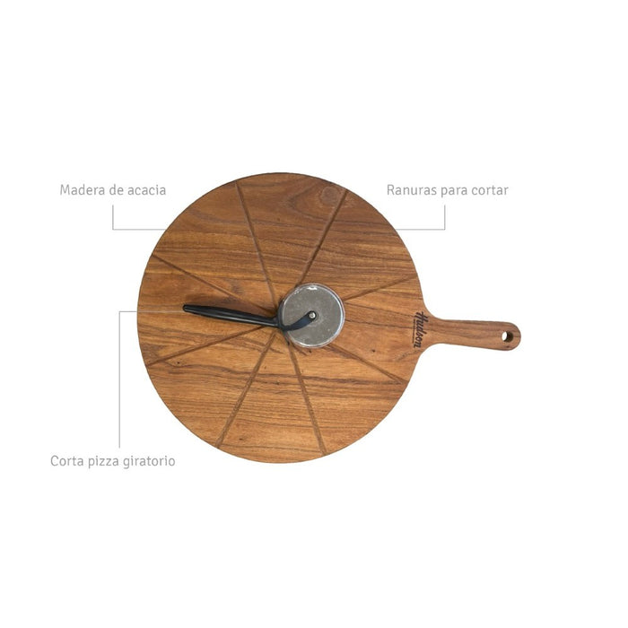 Tabla para pizza + cortador de acero inoxidable Hudson
